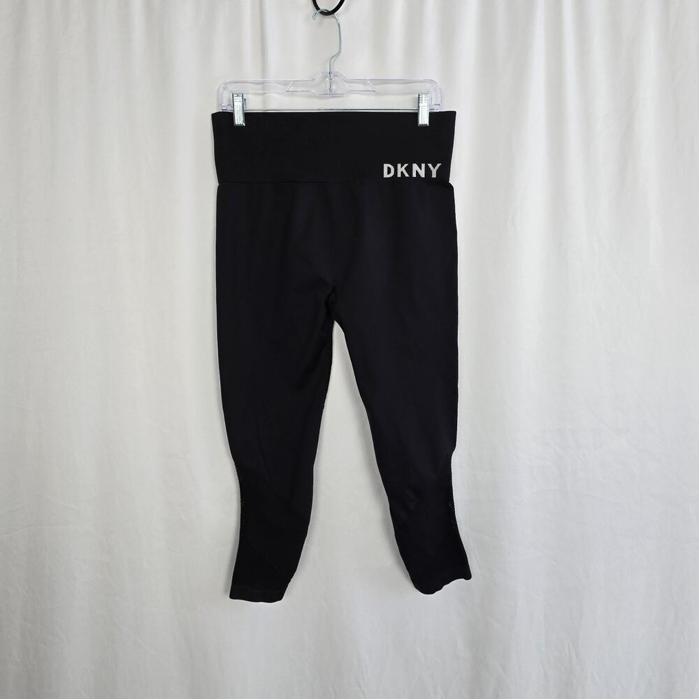 DKNY Sport Athletic Leggings Women's XL Black Logo Yoga Joggers